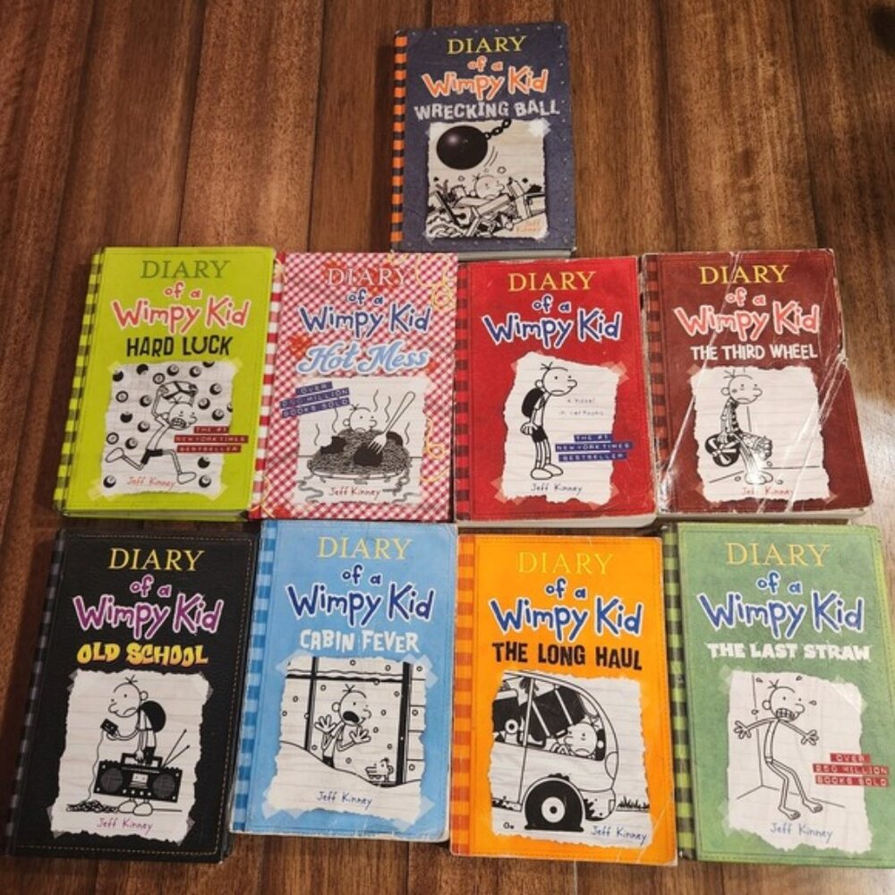 Diary‎ of a Wimpy Kid Book Lot of 9 Jeff Kinney Hardcover and Paperback Series